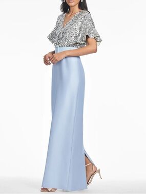 NWT Sachin + Babi Sz 10 Marlene Gown Silver and Glacial Blue